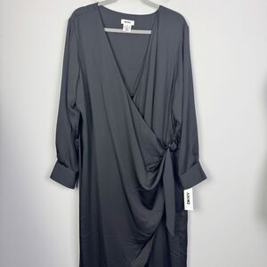 DKNY | NEW Black Midi Length Wrap Dress with Buckle Women’s Plus Size 18W